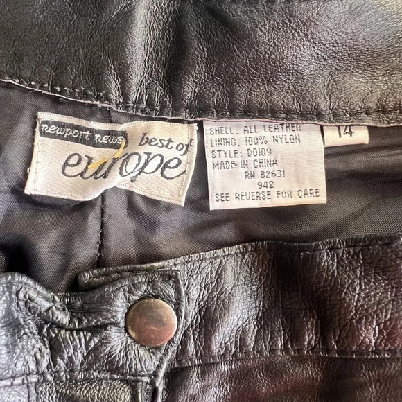 Black Leather High-Waisted Pants By Newport News Best Of Europe Size‎ 14 - Picture 5 of 6